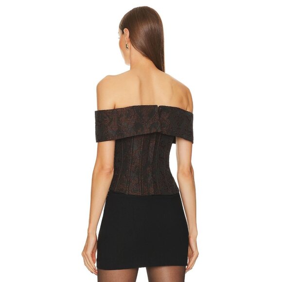 LPA Black and Brown Off-Shoulder Top - Picture 3 of 5